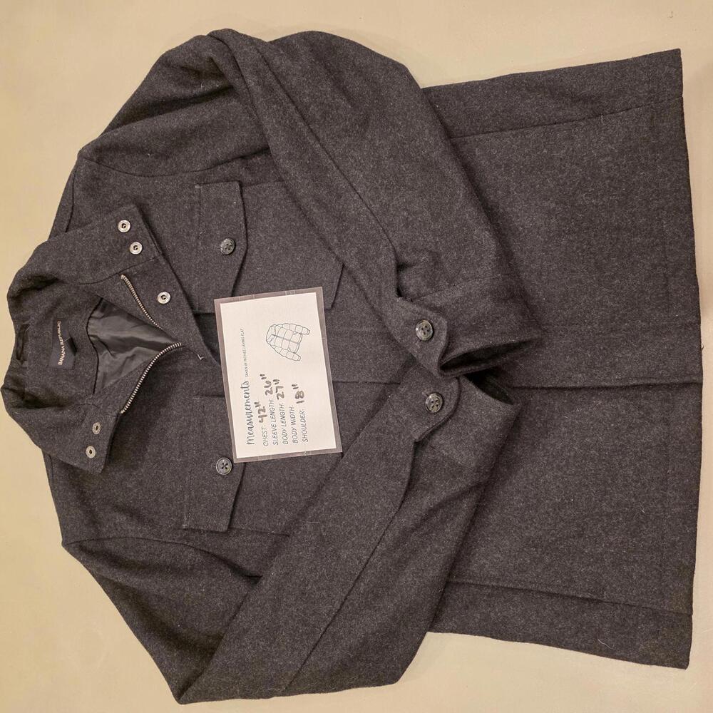 Banana Republic Dark Charcoal Wool Blend Military Style Men's Small Coat - Picture 8 of 8